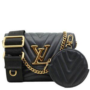 Louis Vuitton  New Wave Multi Pochette Leather Chain Shoulder Bag Black